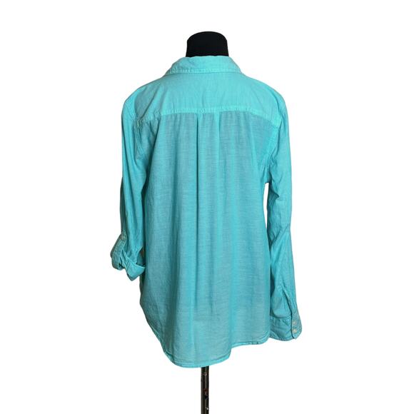St. John's Bay light blue cotton buttoned casual shirt size PL - Picture 2 of 7